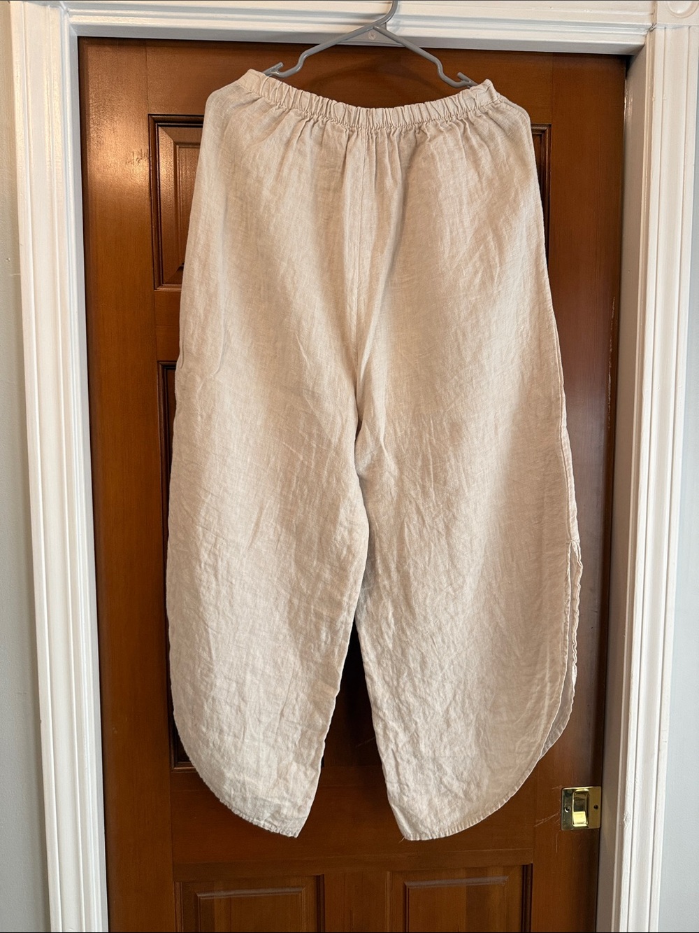 Women’s Lightweight Elastic-Waist Cream Italian Linen Pants